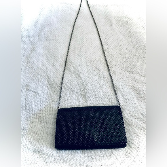 Jessica McClintock Sparkling Black Evening Clutch with Silver Chain - Picture 7 of 8